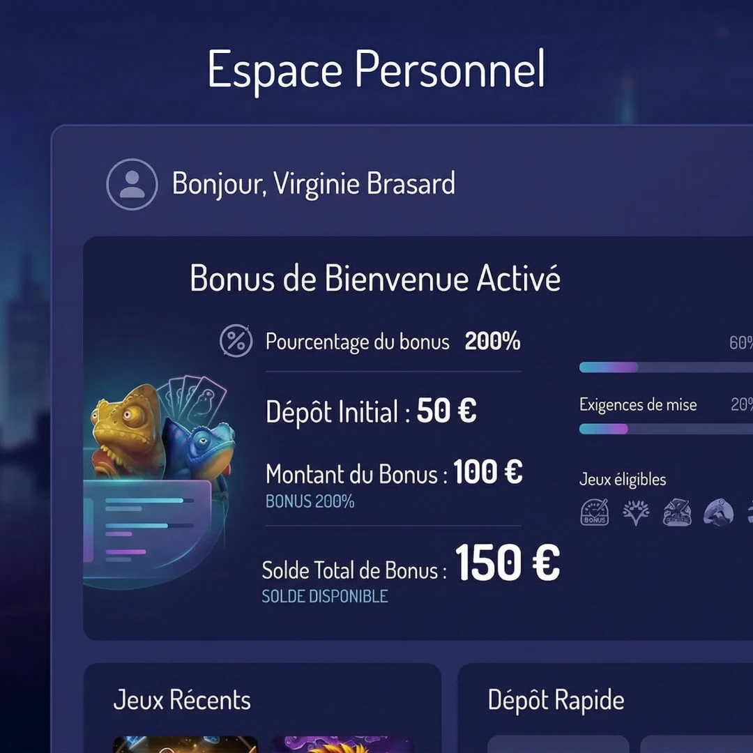 Lucky8 bonus de bienvenue 200% activé - solde réel et bonus dans le compte joueur