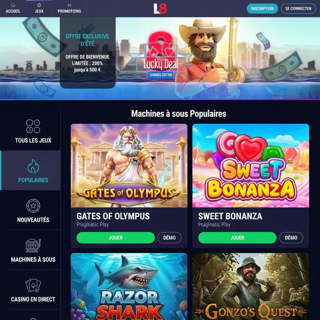 Lucky8 casino machines à sous - catalogue de jeux populaires avec Gates of Olympus et Sweet Bonanza